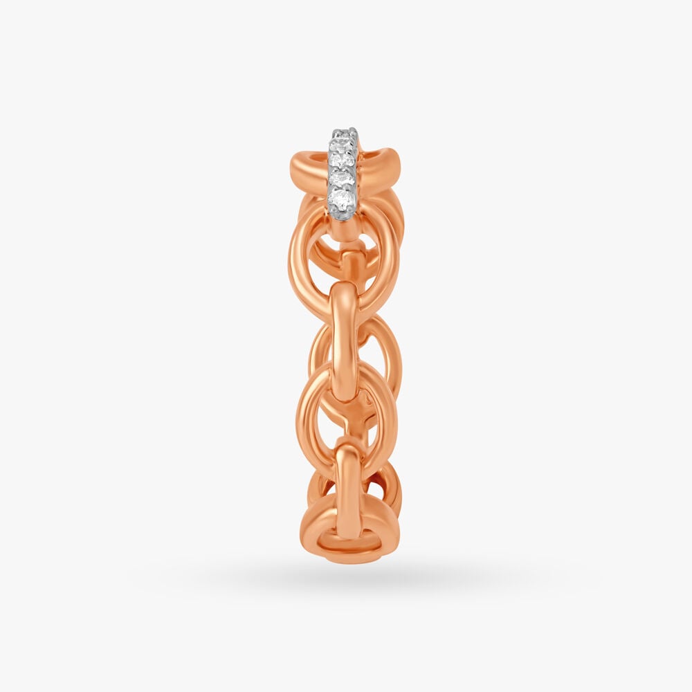 Modish Links Diamond Ring in 18K Rose Gold, 0.064 ct