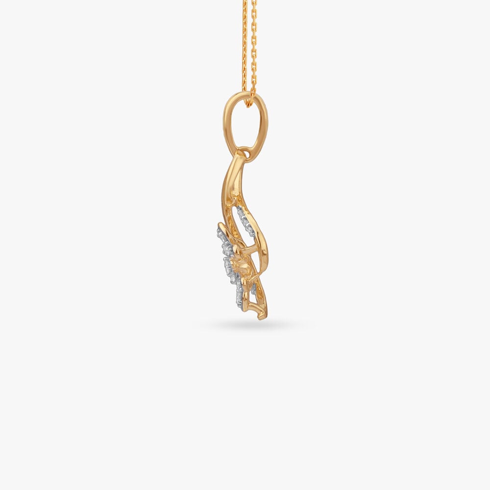 Flowing Petal Diamond Pendant in 18K Yellow Gold, 0.105 ct