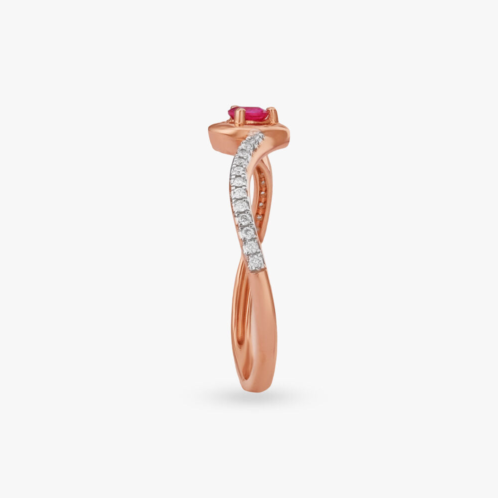 Flowing Heart Diamond Ring in 18K Rose Gold, 0.068 ct