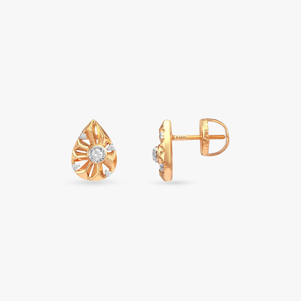 Lustre Burst Diamond Stud Earrings in 18K Yellow White Gold, 0.106 ct
