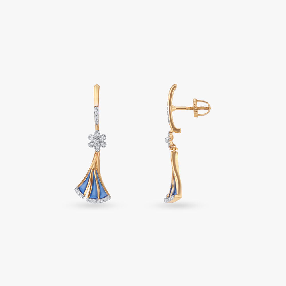 Luminous Flight Diamond Drop Earrings in 18K Yellow Gold, 0.151 ct