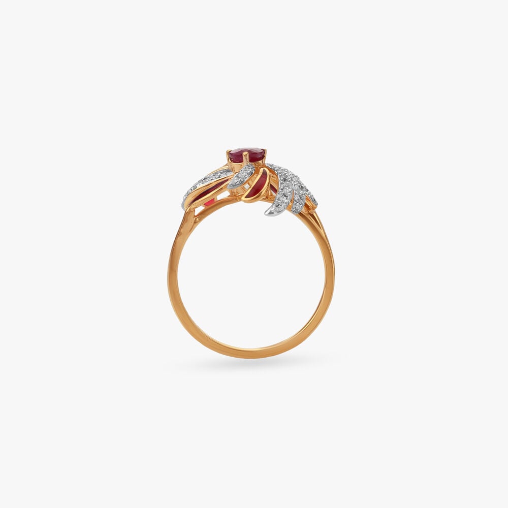 Layered Wings Diamond Ring in 18K Yellow Gold, 0.29 ct