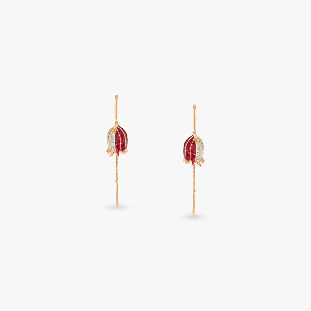 Crimson Wing Diamond Hoop Earrings in 18K Yellow Gold, 0.25 ct