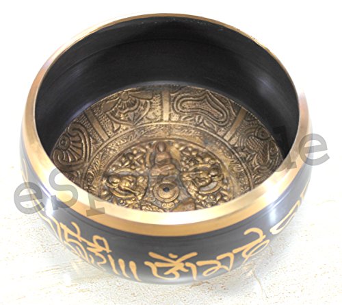 Singing Bowl - Tibetan Buddhist Meditation Bowl - Metal Alloy - 6 Inch Diameter - 3.5 Inch High