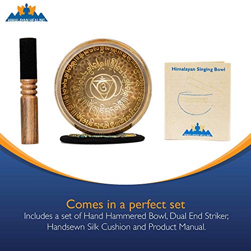 Singing Bowl 4.2 inch Antique Design Handmade Metal with Buddhist Mantra from Nepal