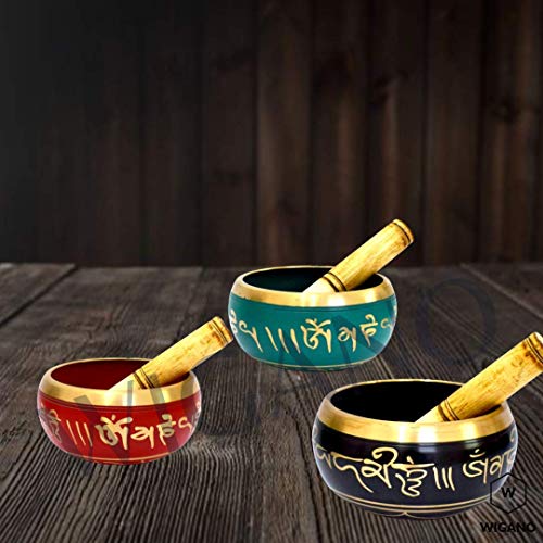 Singing Bowl for Meditation - Black Metal Alloy - 6 inch Diameter - Stress Relief
