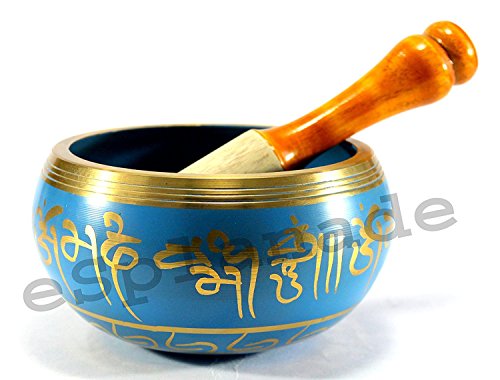 Singing Bowl 4 Inch Blue Metal Alloy Tibetan Meditation Instrument with Striker