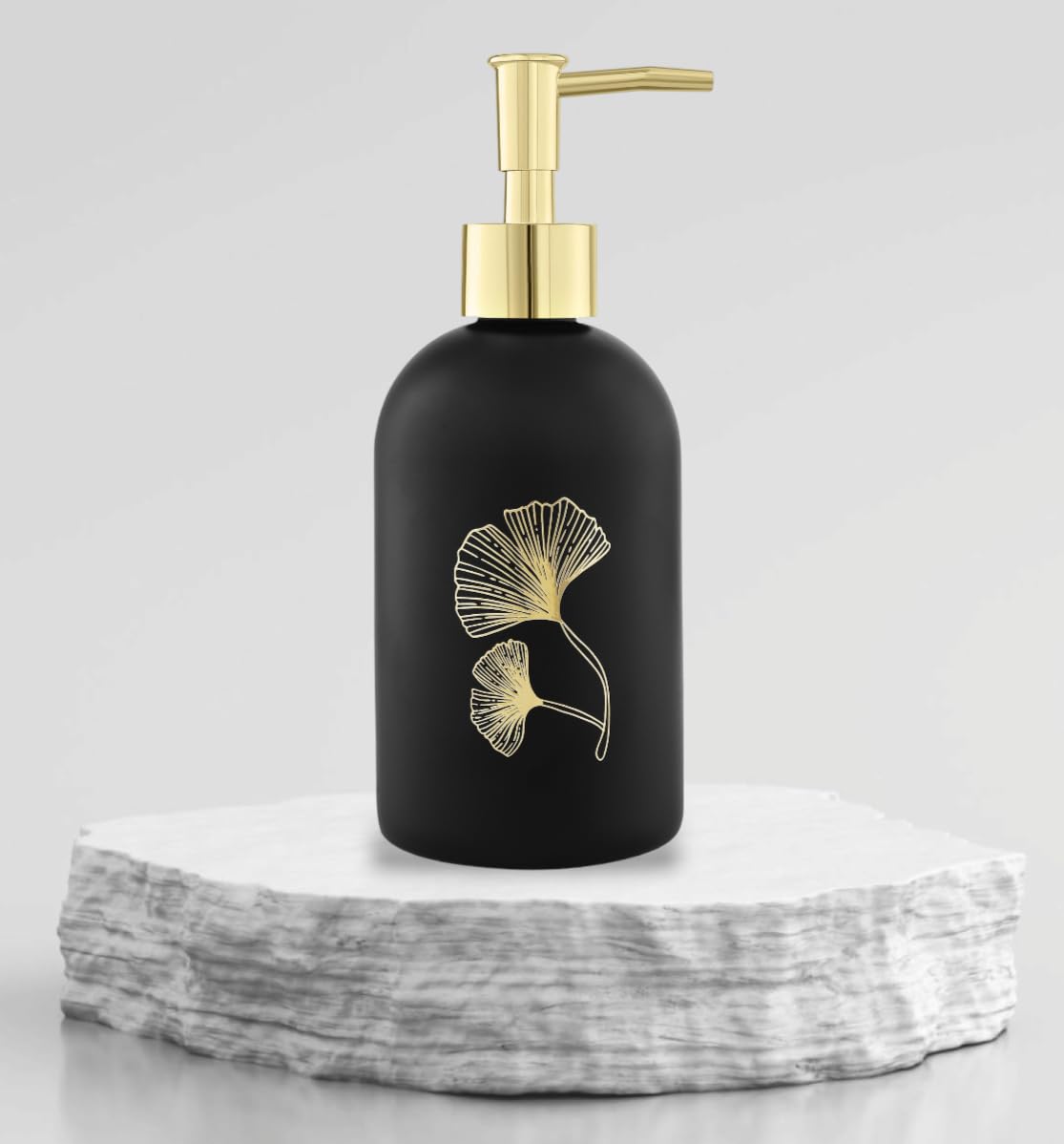 Ceramic Soap Dispenser with Marble Finish - 400 ml - Black
