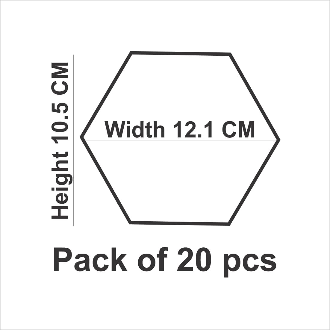 Hexagonal Wall Mirror Stickers - 3D Effect - Gold - Large - Each Hexagon Size 10.5 cm x 12.1 cm - Pack of 2