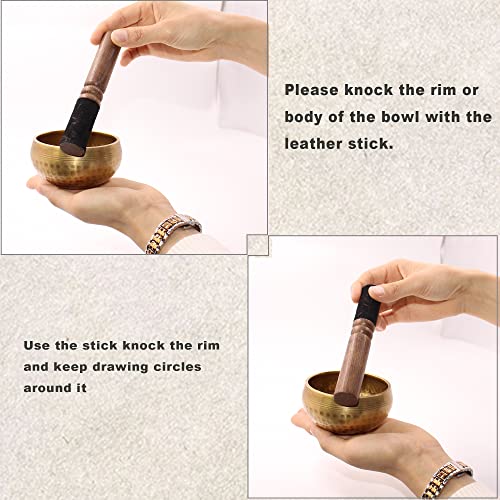 Tibetan Singing Bowl Set - Handcrafted Bronze Alloy - 3.15 Inch - Includes Cushion, Mallet, and Storage Bag