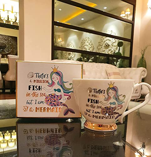Ceramic Mermaid Coffee Mug with Unicorn Face Lid - 250ml
