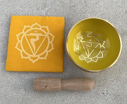 Singing Bowl Solar Plexus Chakra Handcrafted in Nepal 4" Diameter Yellow