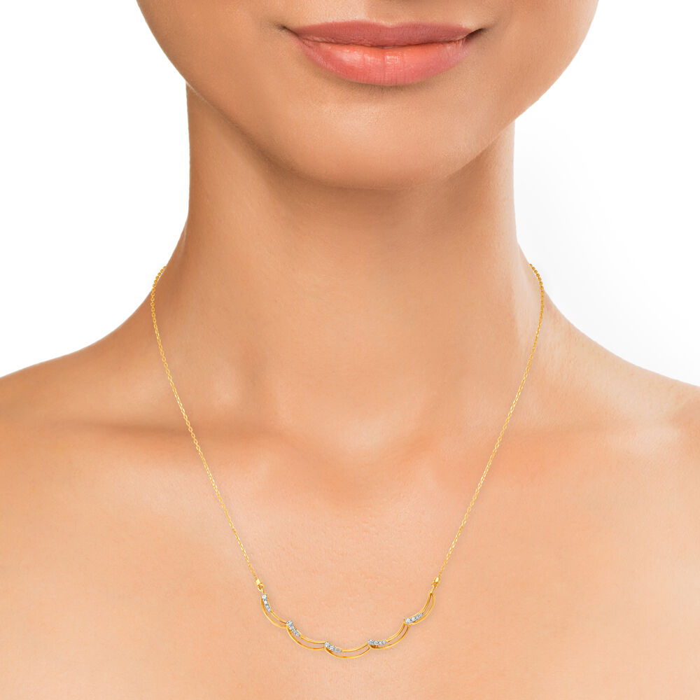 14kt Yellow Gold Stylish Diamond Necklace in 14K Yellow Gold, 0.14 ct