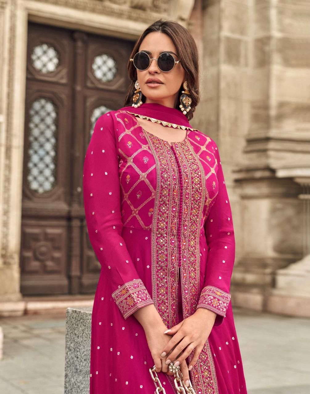 Anaita Pink Chiffon Sequins Embroidered Readymade Salwar Suit