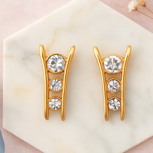Estele 24CT Gold Plated Crystal Dew on leaf Drop Earrings for women