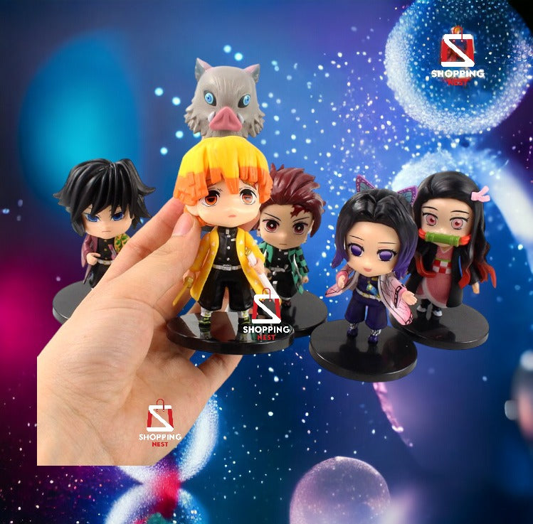Demon Slayer Anime Set of 6 Action Figure Set F | 10 Cms |