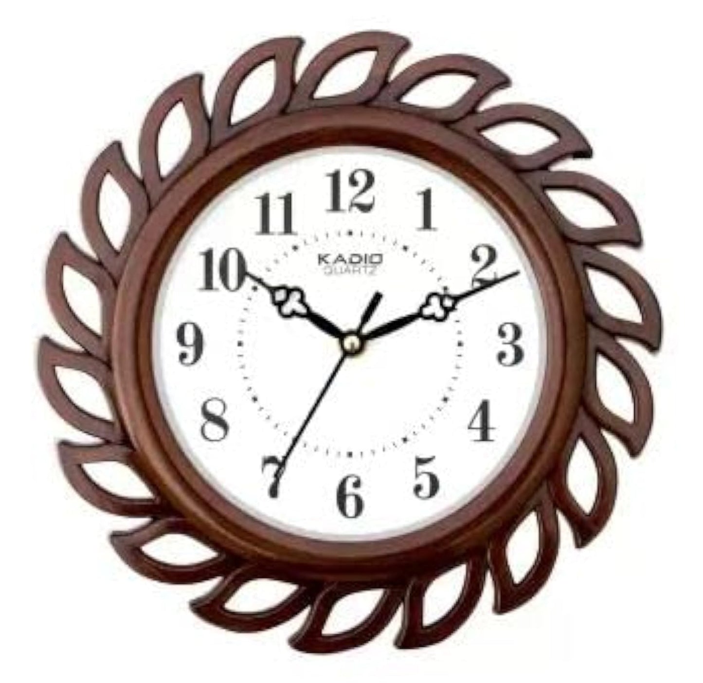 Analog Wall Clock 24.5 cm Brown Plastic Frame with Glass