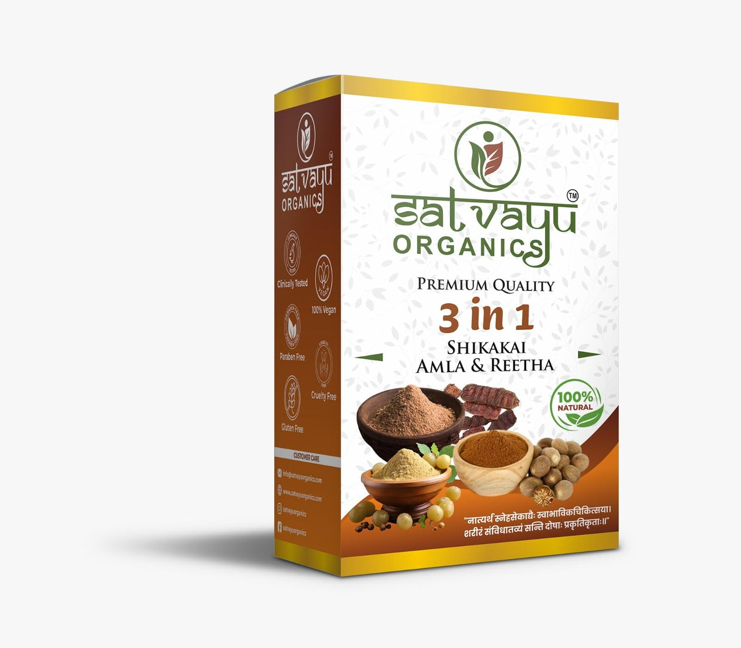3-in-1 Herbal Hair Powder - Amla, Reetha, Shikakai - 200g