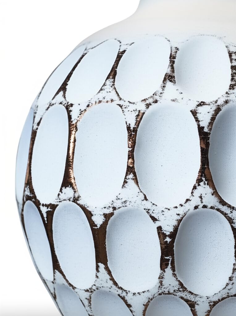 LED Table Lamp with Cotton Fabric Shade and Ceramic Base - White - Modern Design