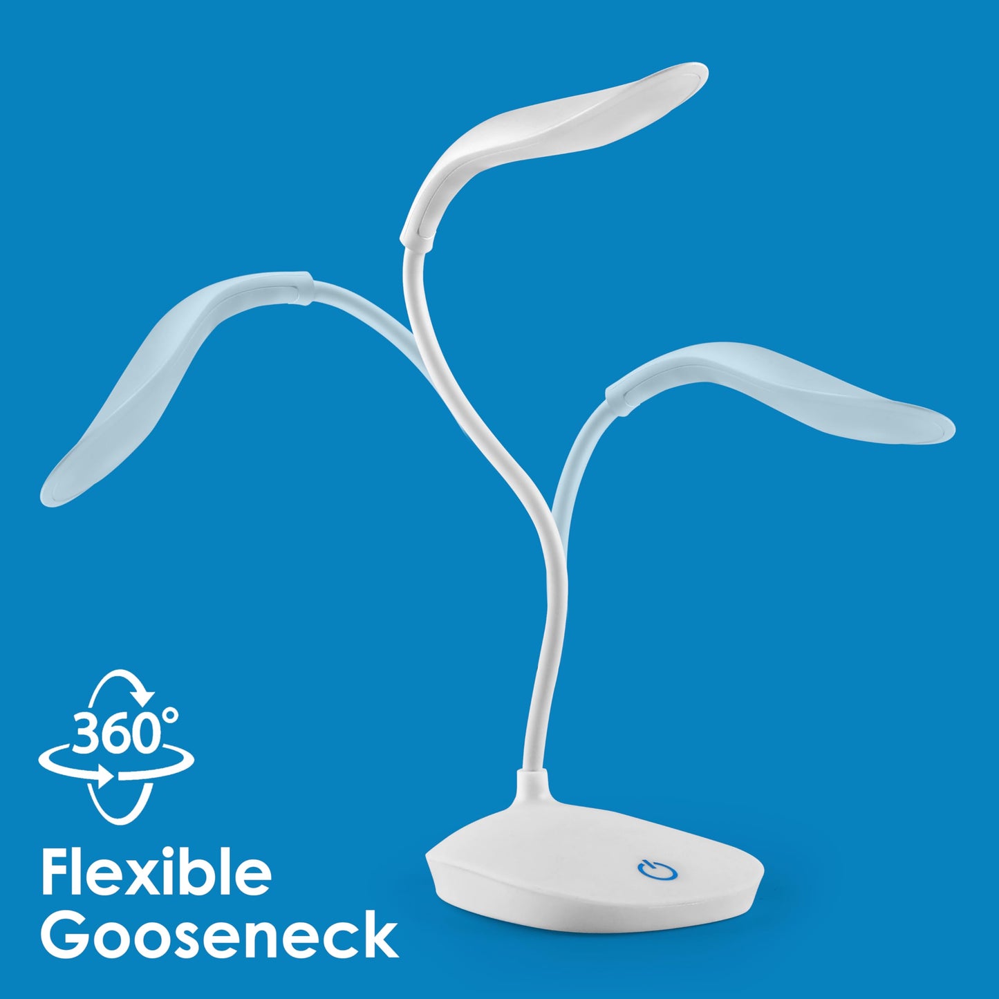 LED Table Lamp with 3 Brightness Levels, Rechargeable, White, Minimalist Design