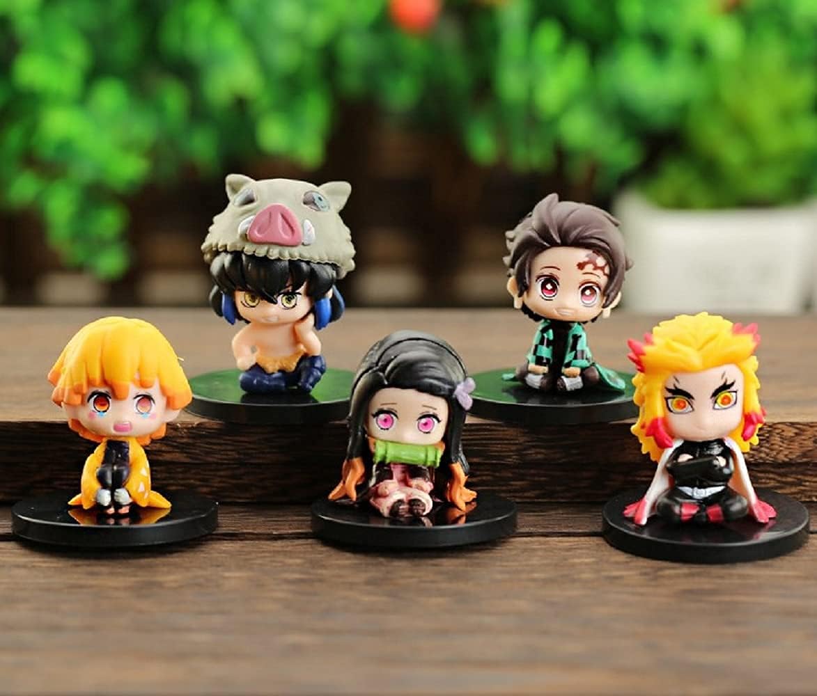 Demon Slayer Chibi Set of 5 Sitting Figures Model A | 6 cm | Anime Collectibles