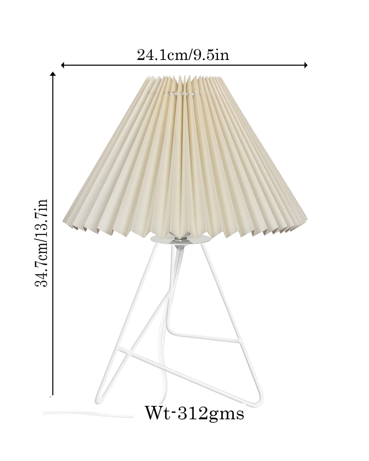 Table Lamp Minimalist Design Metal Base Off-White Fabric Shade 34.7x24x24cm