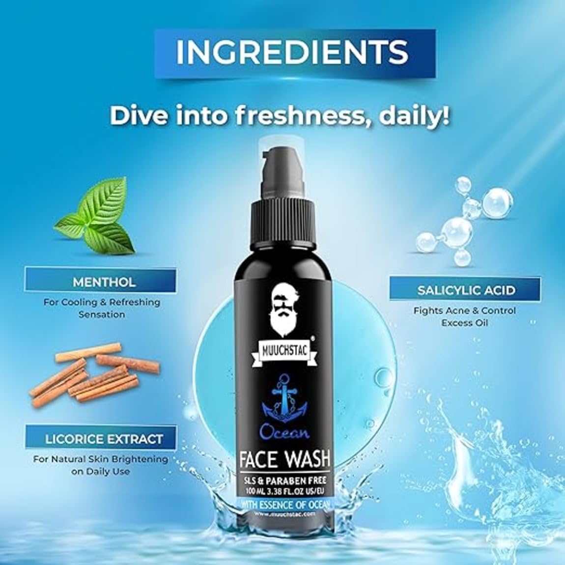 Men's Ocean Face Wash - Acne Control & Skin Brightening