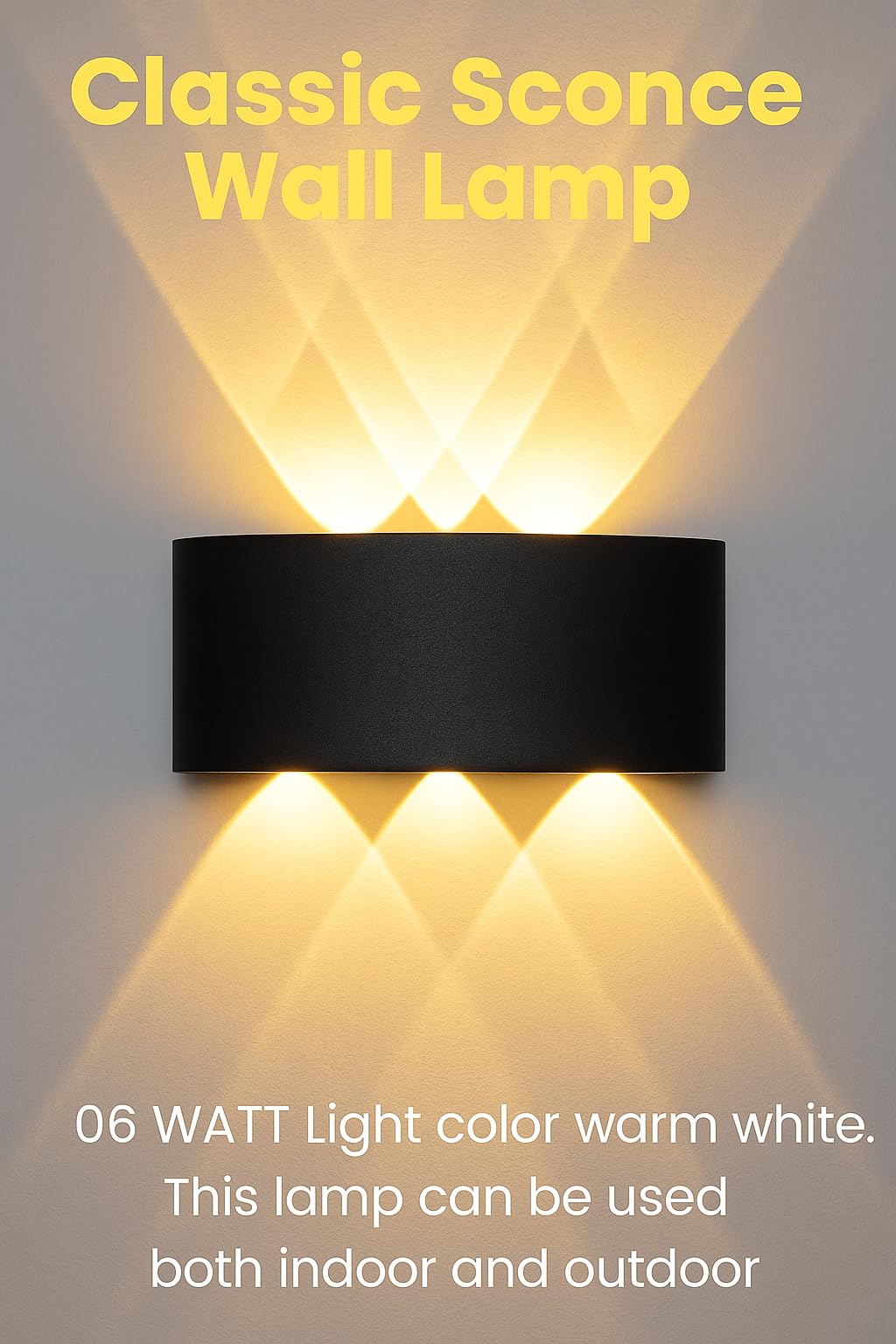 LED Wall Light Sconce Curved Design Black Die-Cast Aluminum 06 Watts Warm White