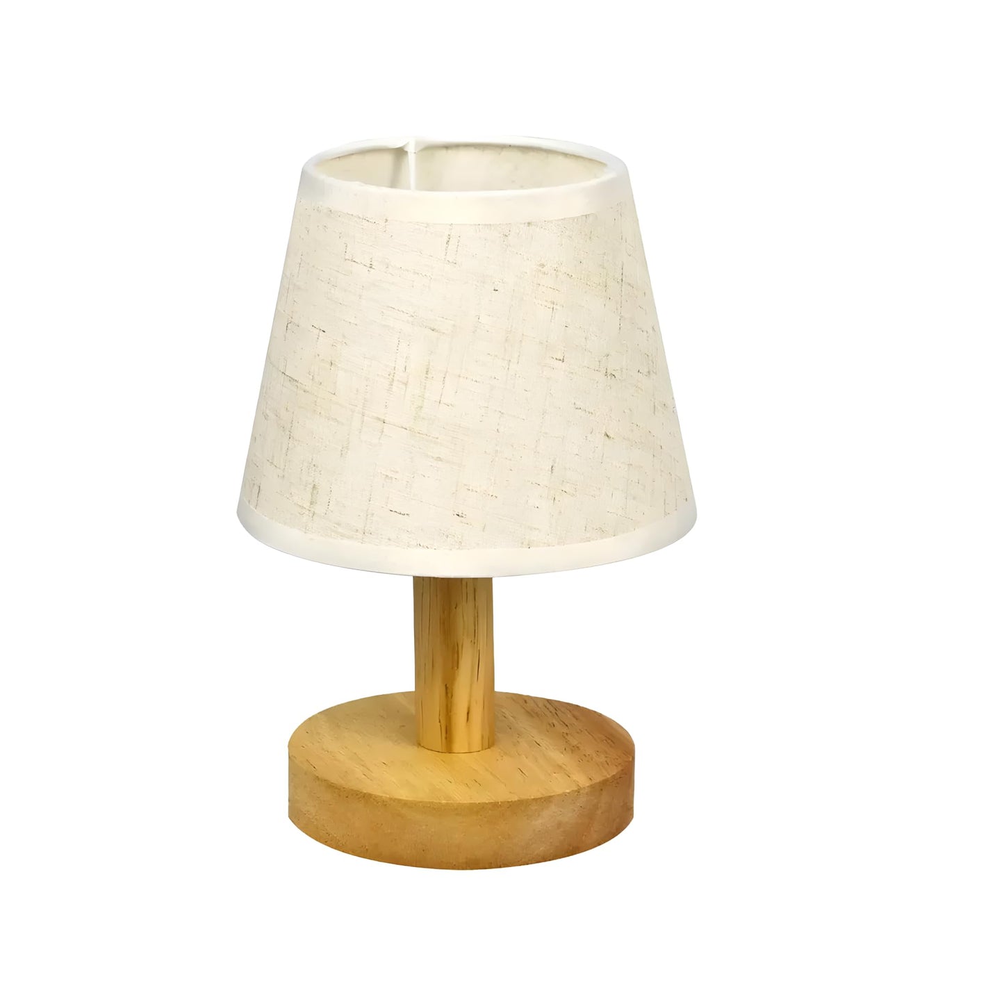 LED Table Lamp with Dimmable Functionality, Wooden Base & Fabric Shade, 21cm