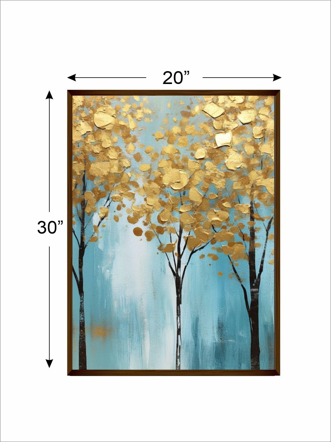 Canvas Wall Painting - Abstract Art - Wooden Framed - 20x30 Inches (50x75 cm) - Gold Lucky Tree