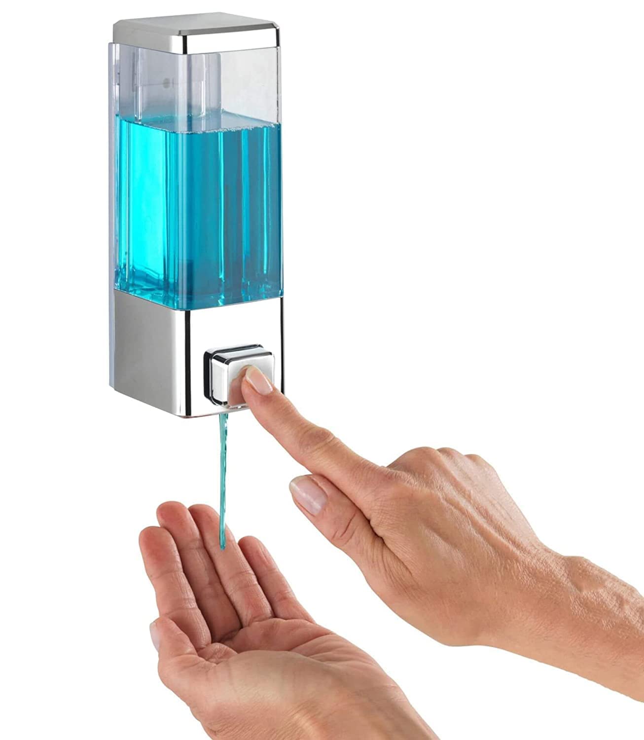 Wall Mounted Soap Dispenser - Chrome Plated ABS - 350ml - 7.5 x 6 x 18.5 cm