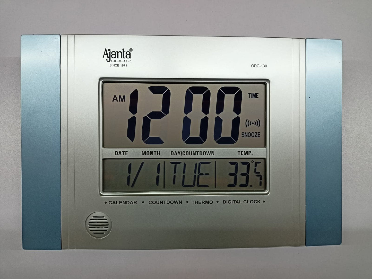 Ajanta Digital Alarm Wall Clock - Abstract Rectangle Design, Navy Blue, 29 cm x 19 cm x 2.5 cm