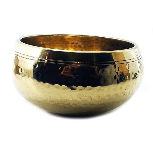 Singing Bowl with Mantras - Brass - Brown-Gold - 2.5 Inch x 4 Inch