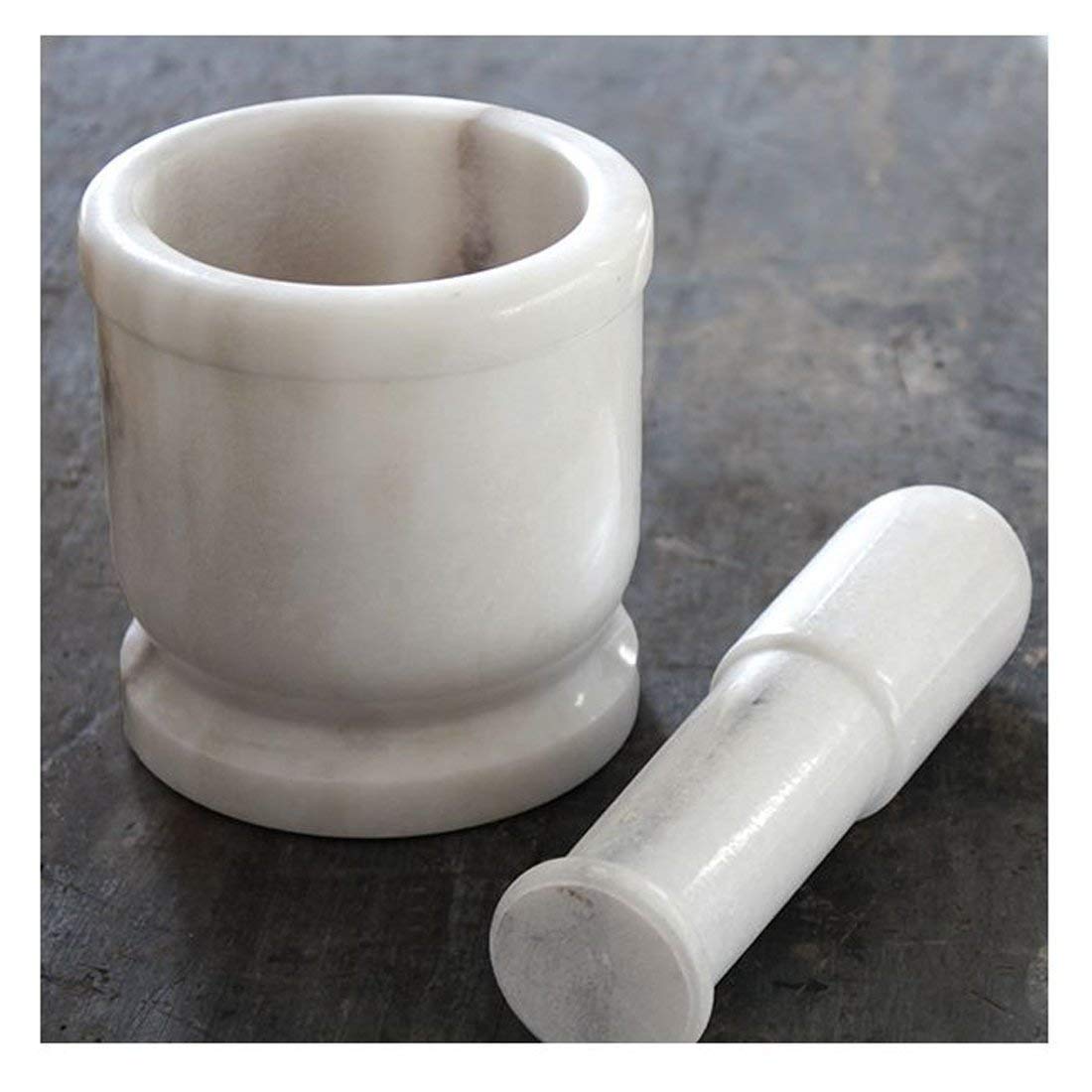 Jaipur Ace Natural White Marble Mortar and Pestle Set-4x4 Inches (White)