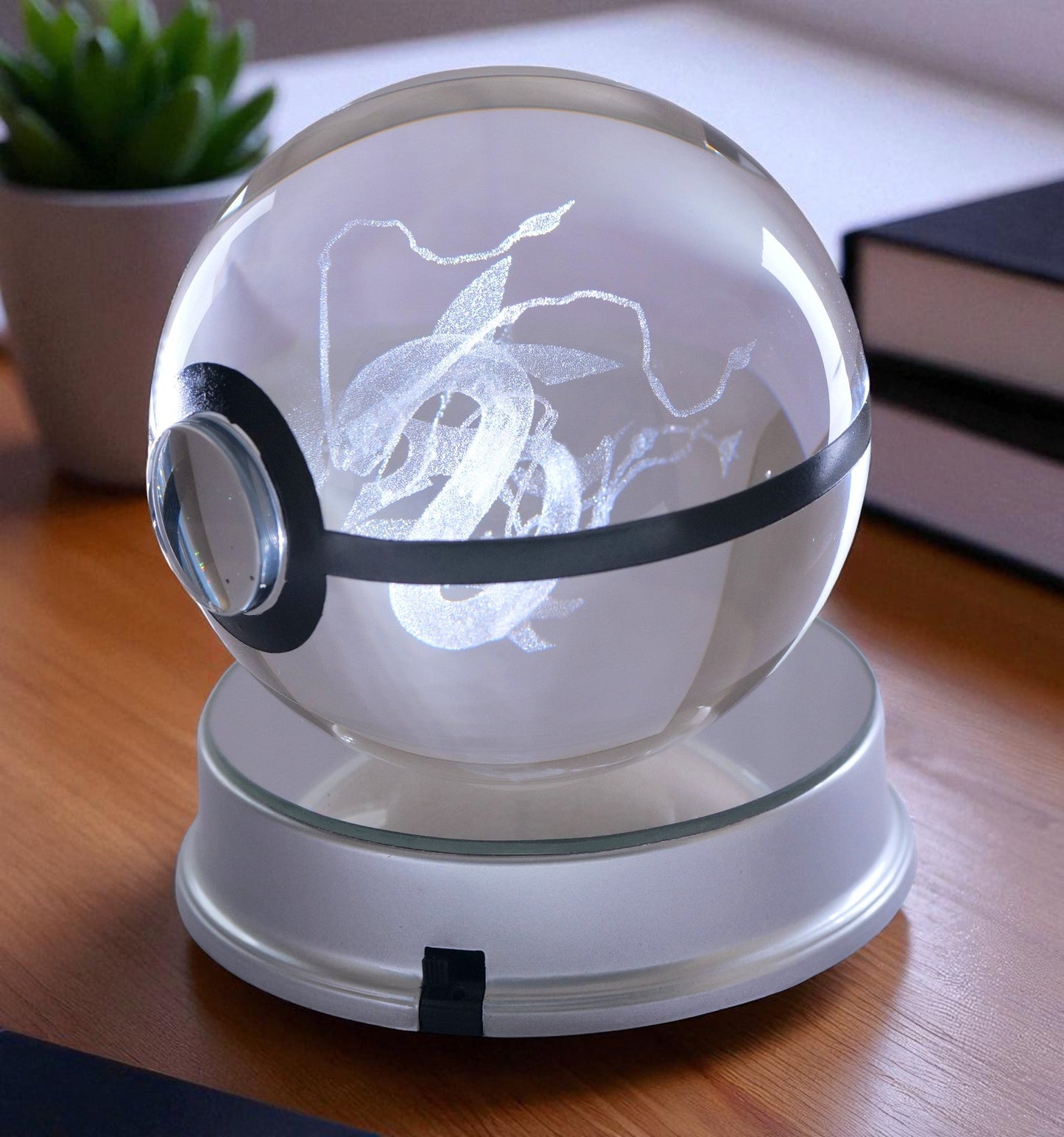 Rayquaza Pokémon Crystal Poké Ball 3D Laser Engraved Figurine | Color Changing LED Night Lamp |PVC| Collectible by ShoppingNest