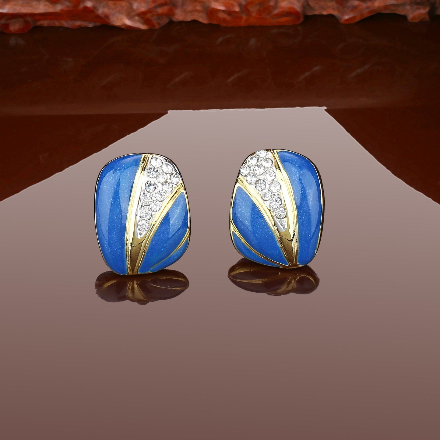 Estele Blue colour fancy Mosaic Studs for women