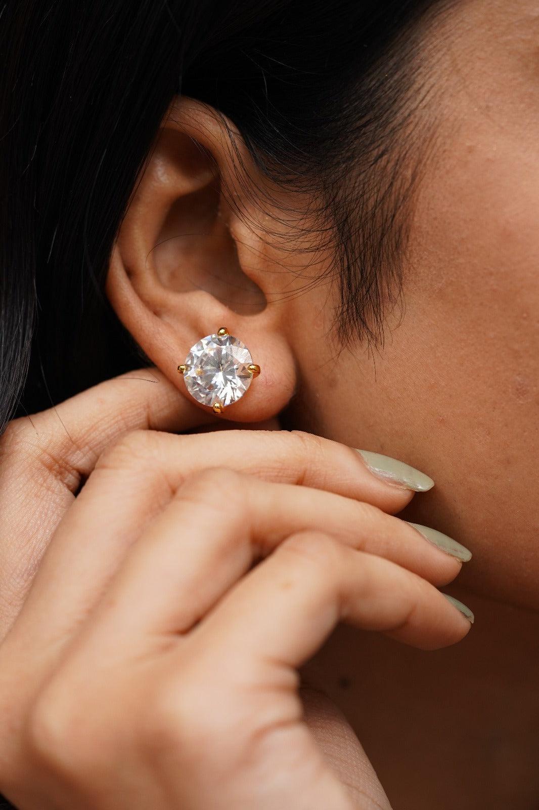 7 Carat Round Solitaire Earrings