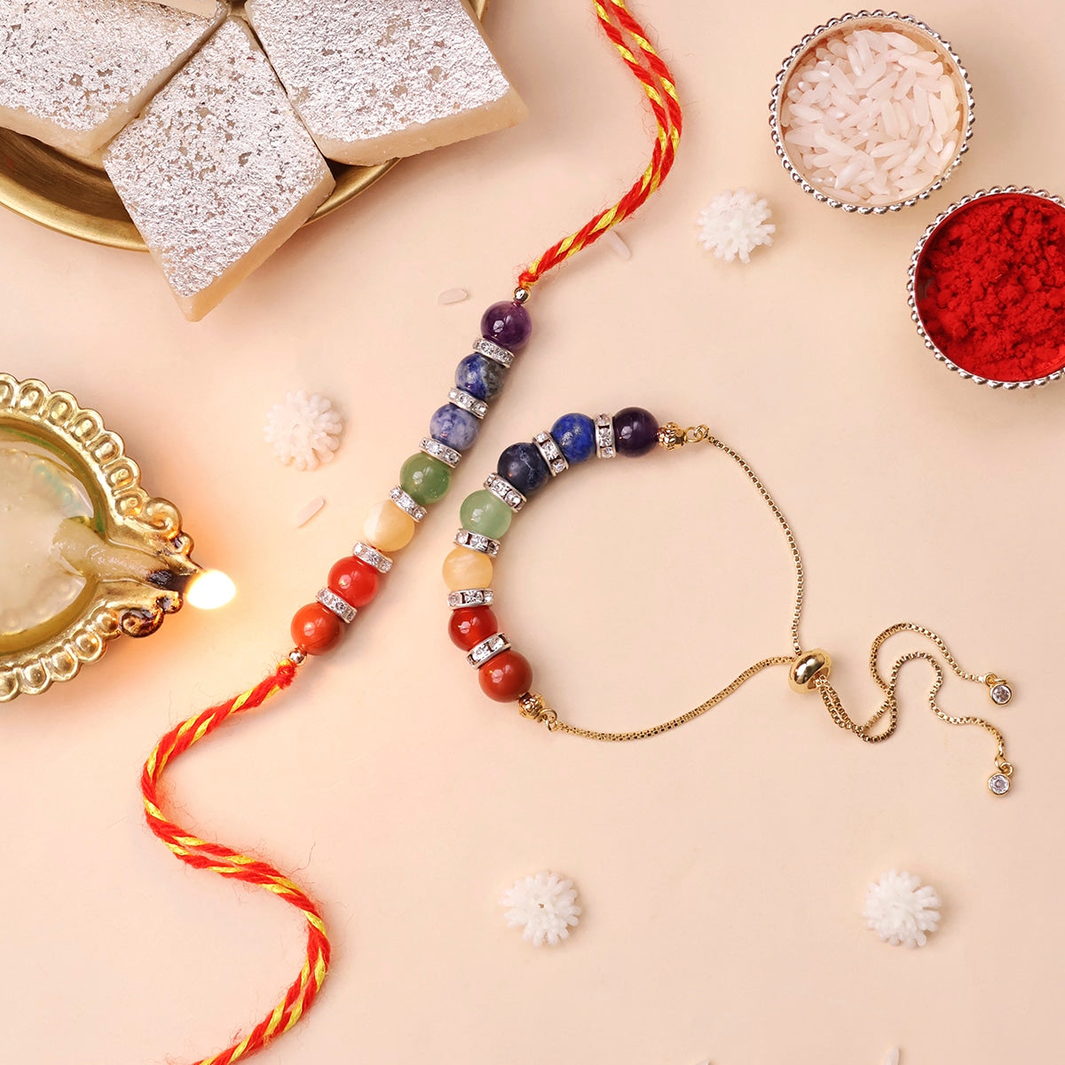 7 Chakra Diamond Ring Rakhi