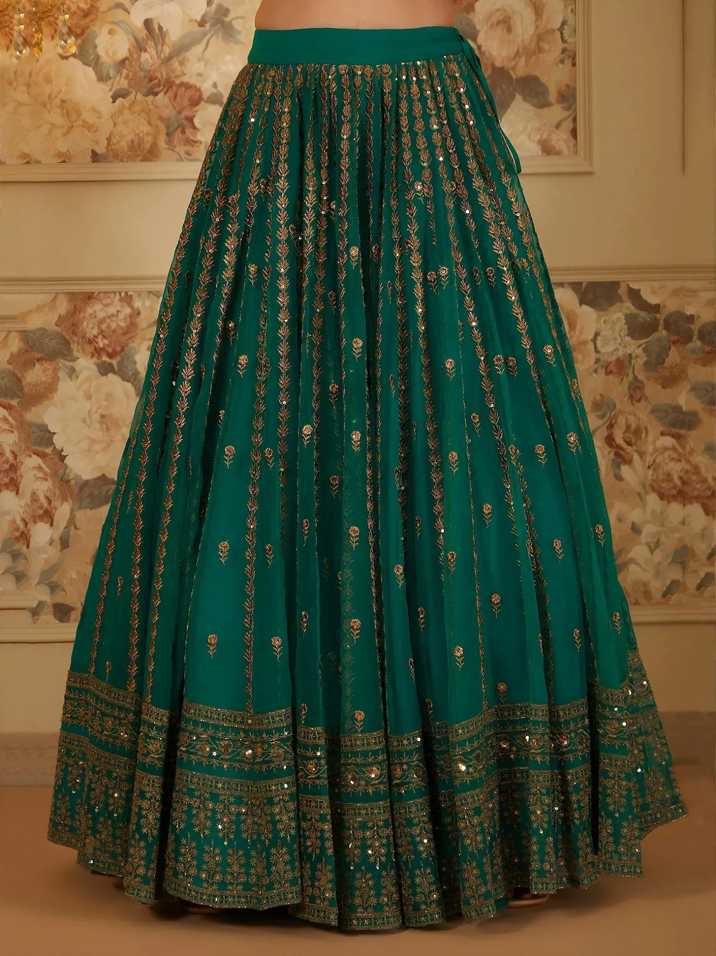 Tulsi Art Incredible Green Sequins Organza Festival Wear Lehenga Choli