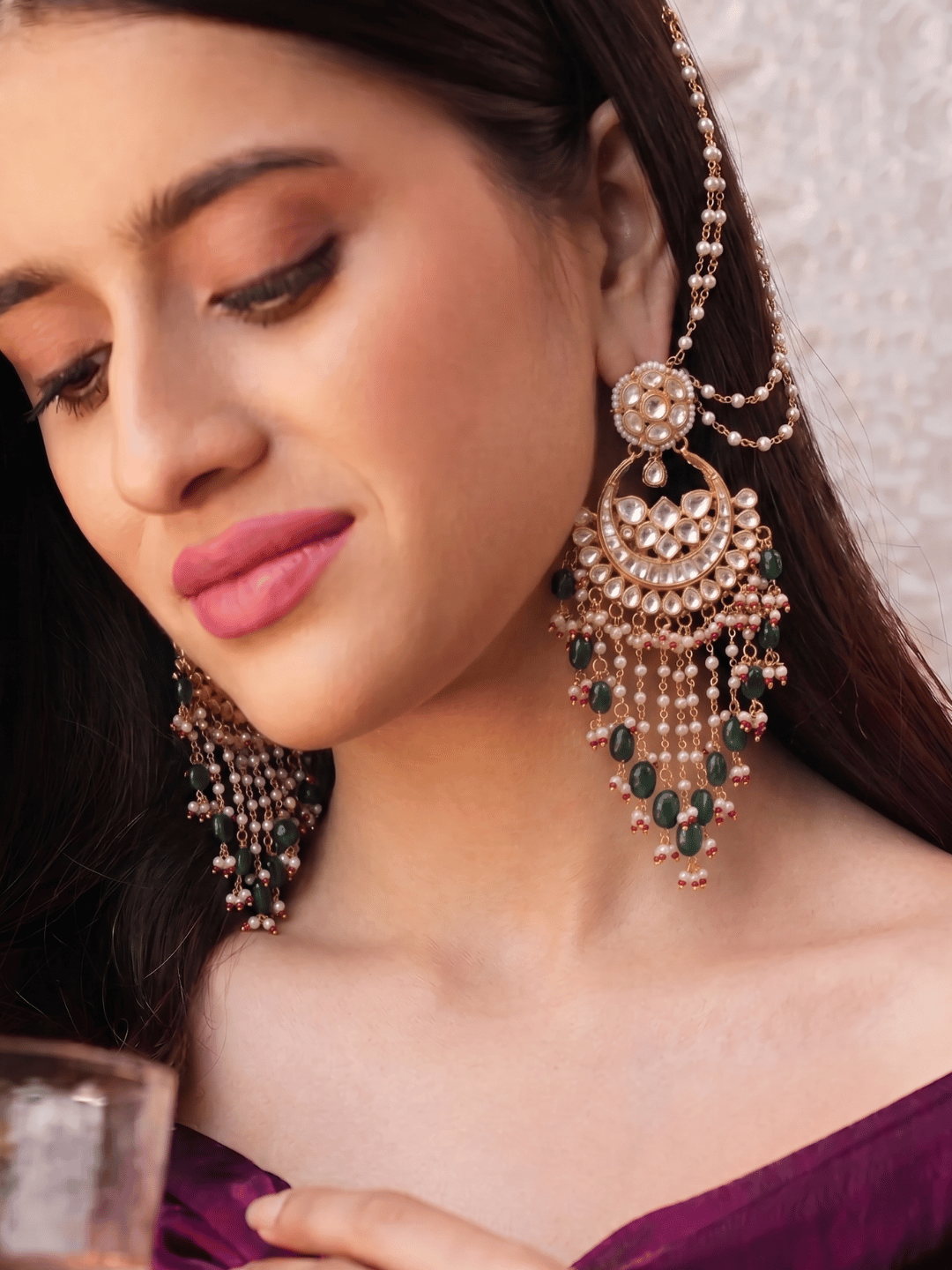 Noor Eternal Glow Kundan Crescent Chand-Bali Earrings