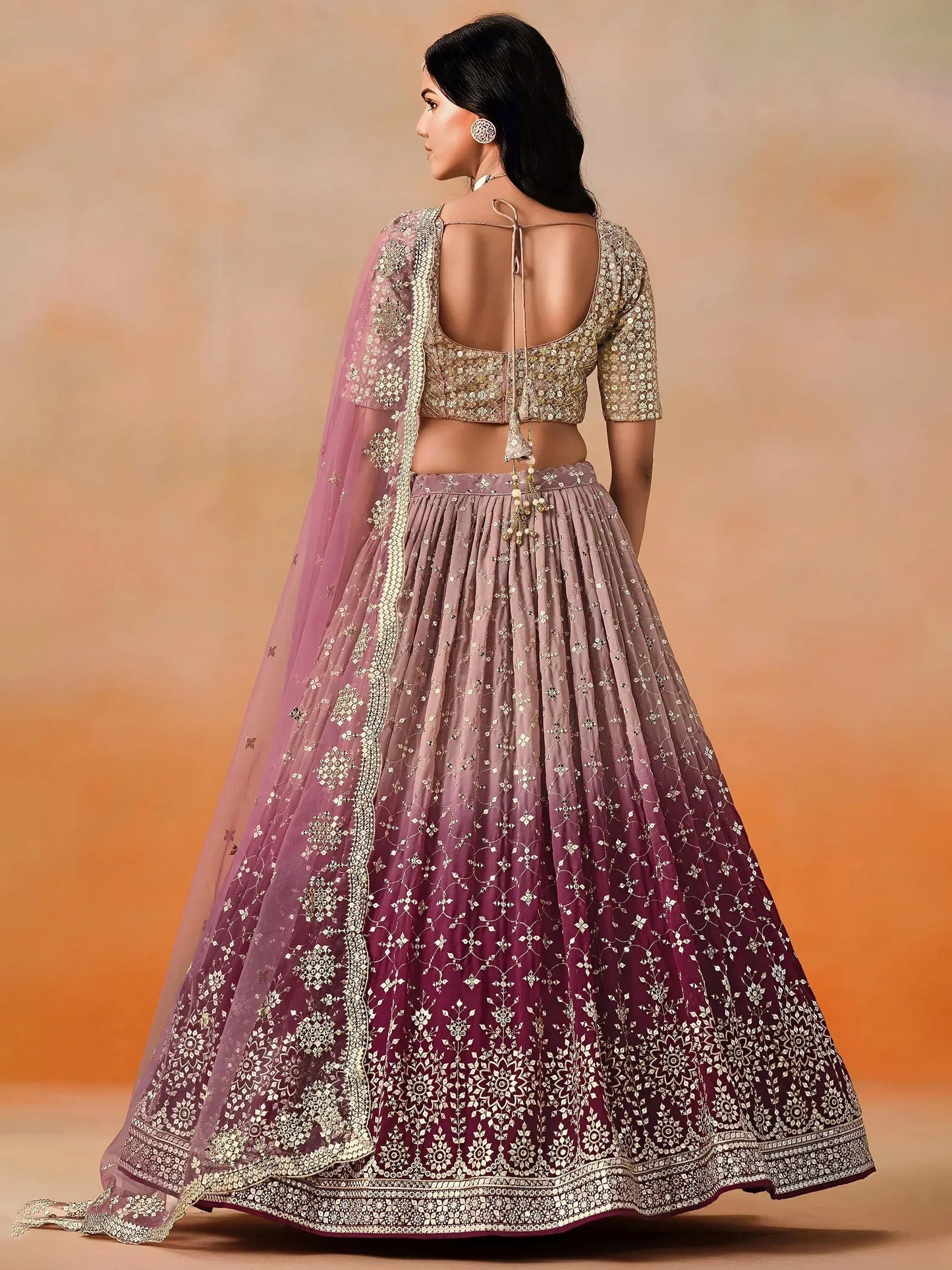 Tulsi Art Lovely Pink Georgette Engagement Wear Lehenga Choli