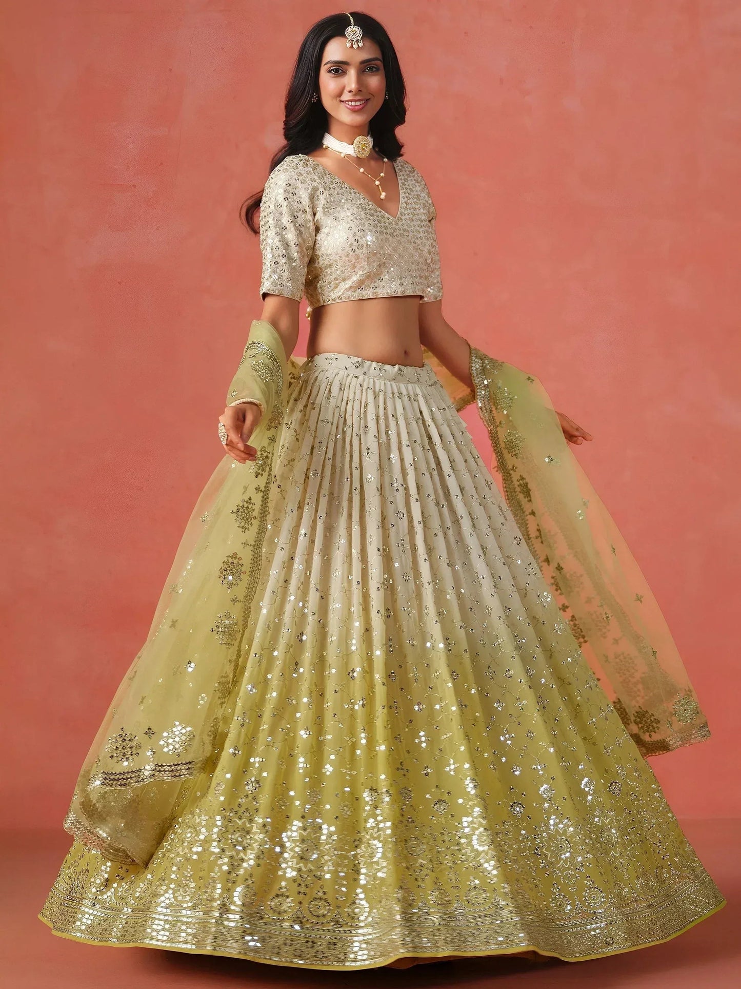 Tulsi Art Adorning Yellow Georgette Haldi Wear Lehenga Choli With Dupatta