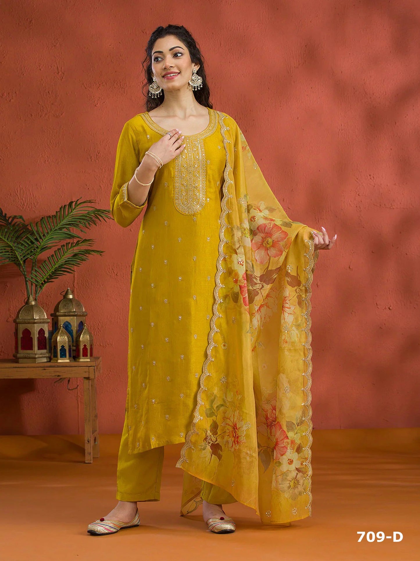 Anaita Yellow Silk Embroidered Viscose Thread Zari Work Salwar Suit