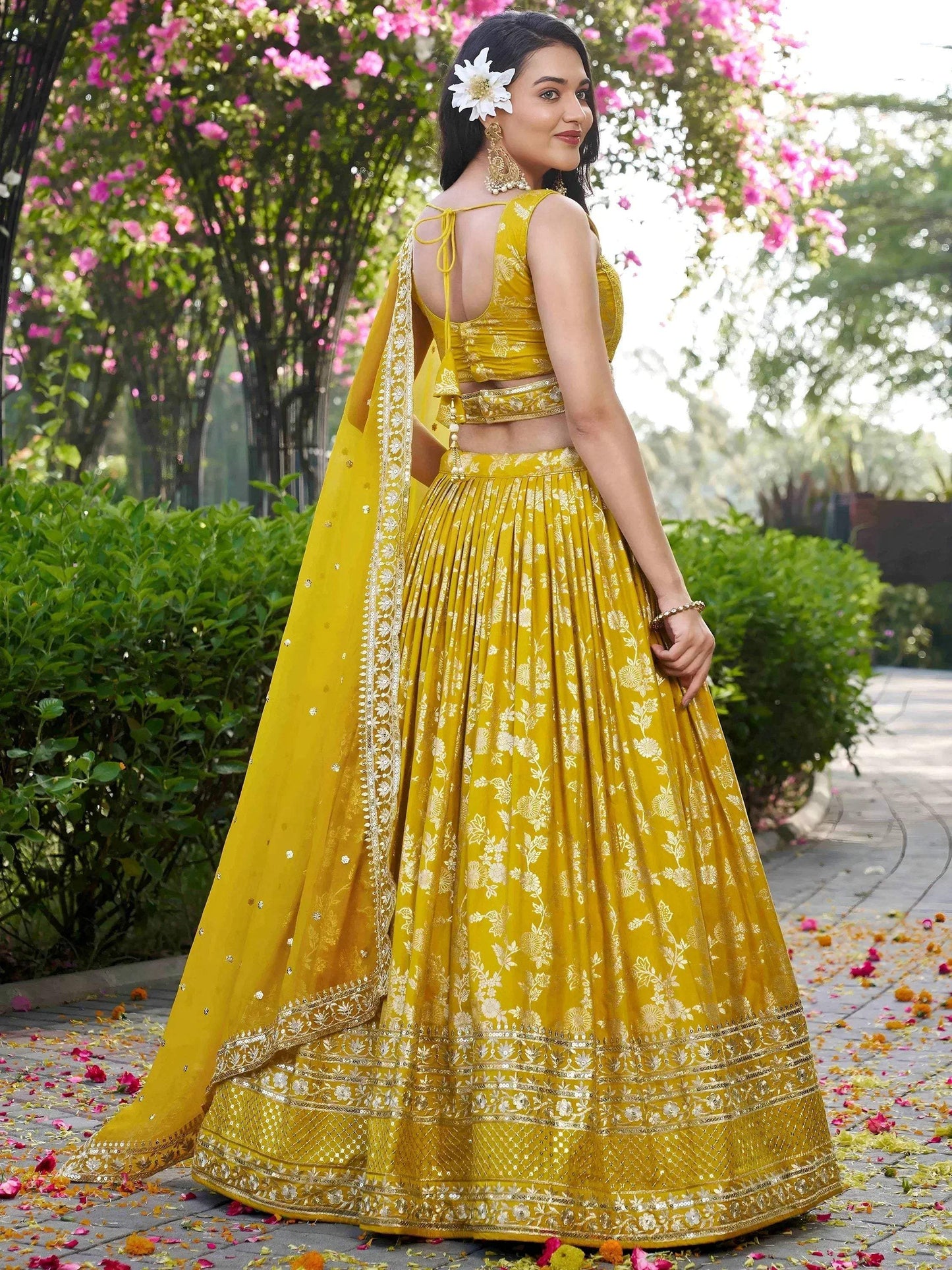 Tulsi Art Alluring Yellow Silk Embroidered Haldi Wear Lehenga Choli