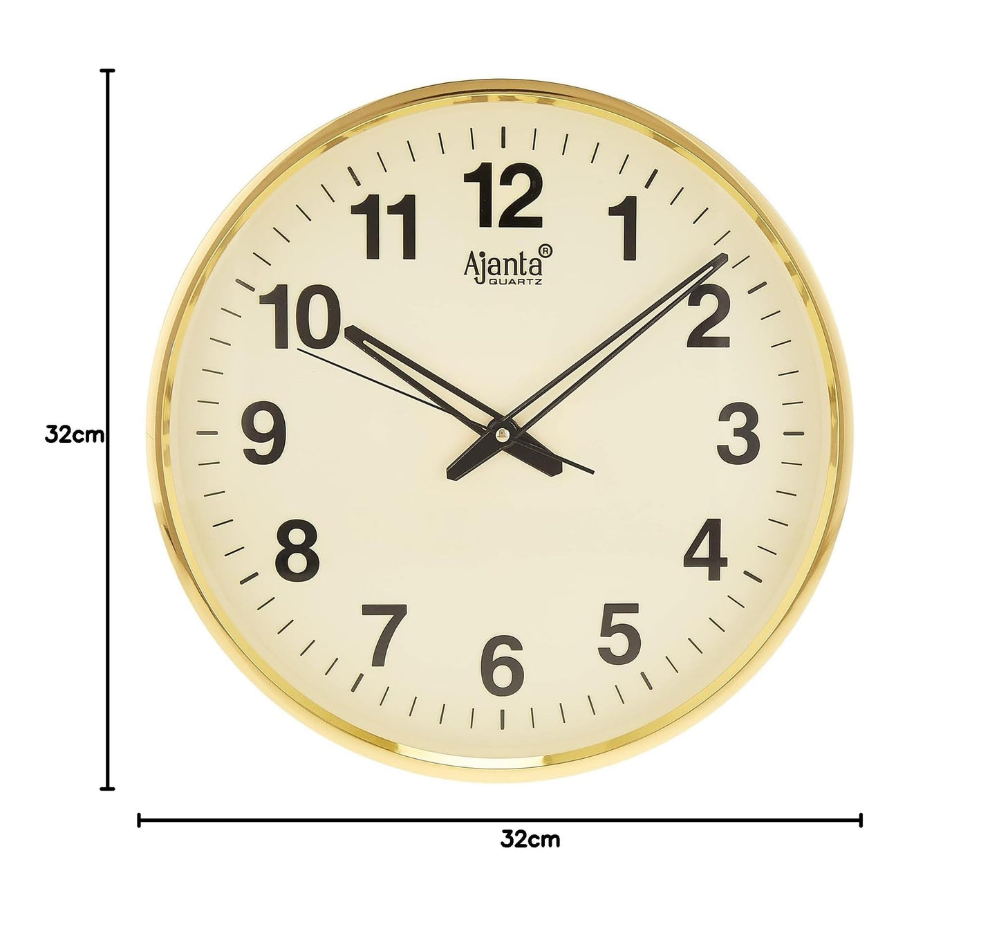 Ajanta Quartz Analog Wall Clock 32 cm Gold Plastic