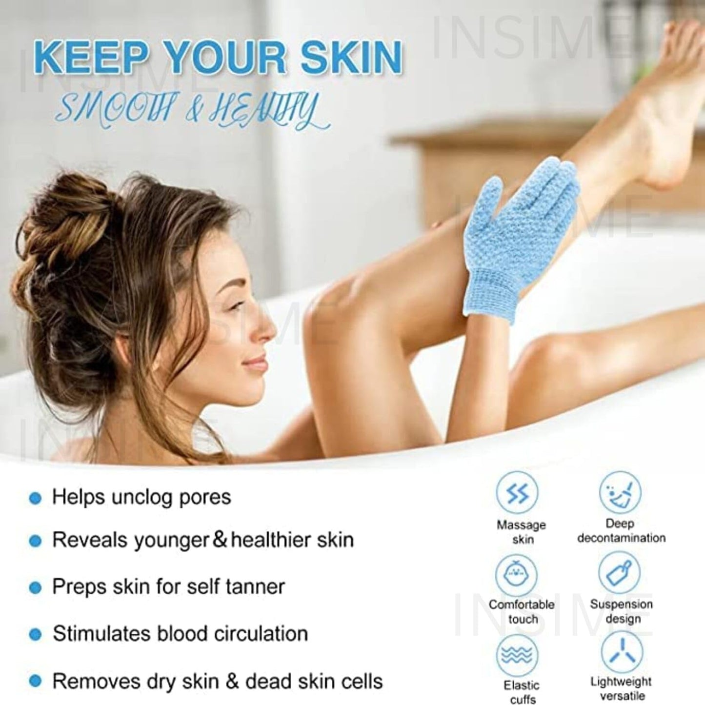 2 Pairs Exfoliating Shower Gloves - Dual Texture Body Scrubber