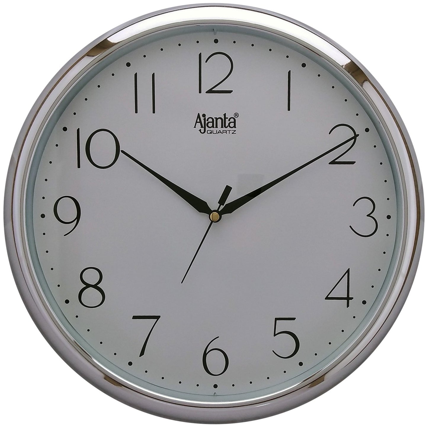 Ajanta Analog Wall Clock - 28 cm x 28 cm x 3.4 cm, White Plastic