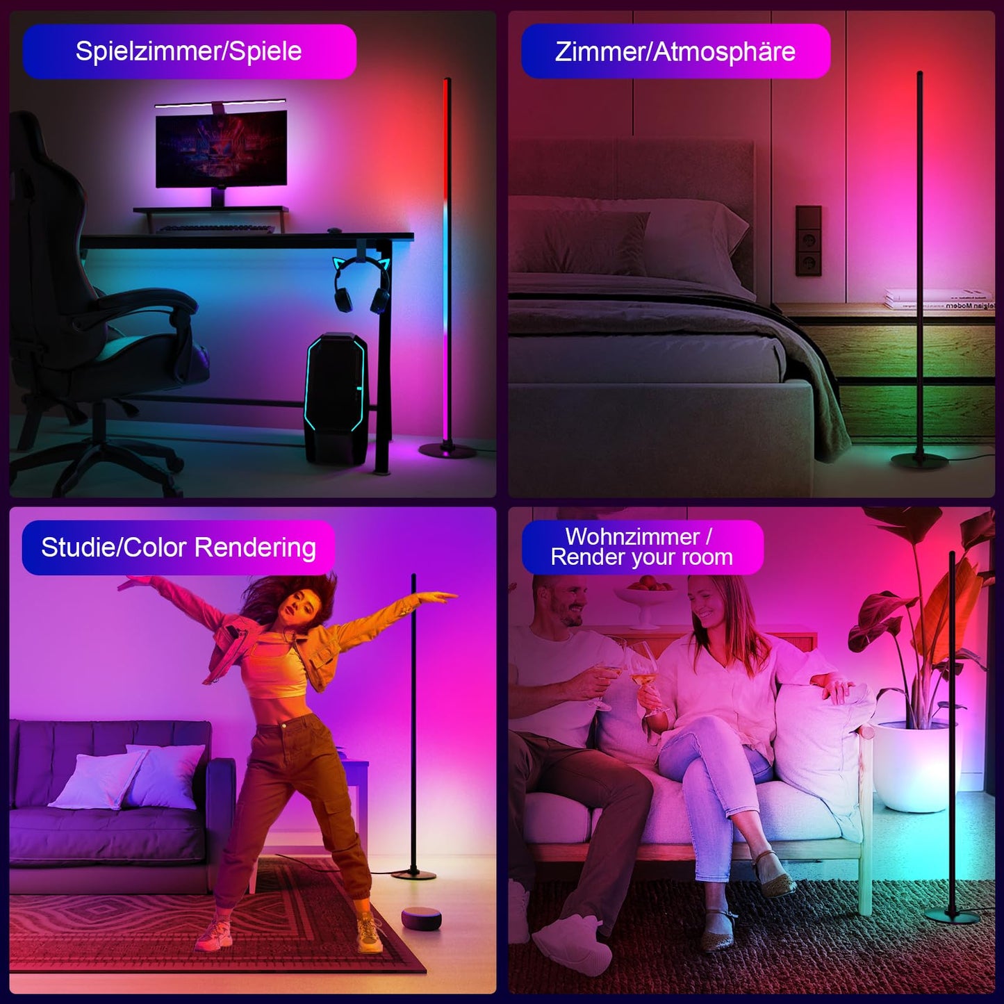 LED Floor Lamp with RGB Lighting, Aluminium Alloy, Modern Design for Living Room