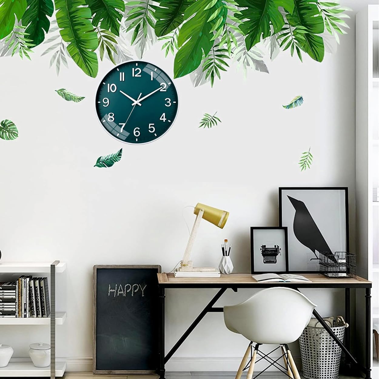 Silent Quartz Wall Clock 12 Inch Green Analog Battery Operated