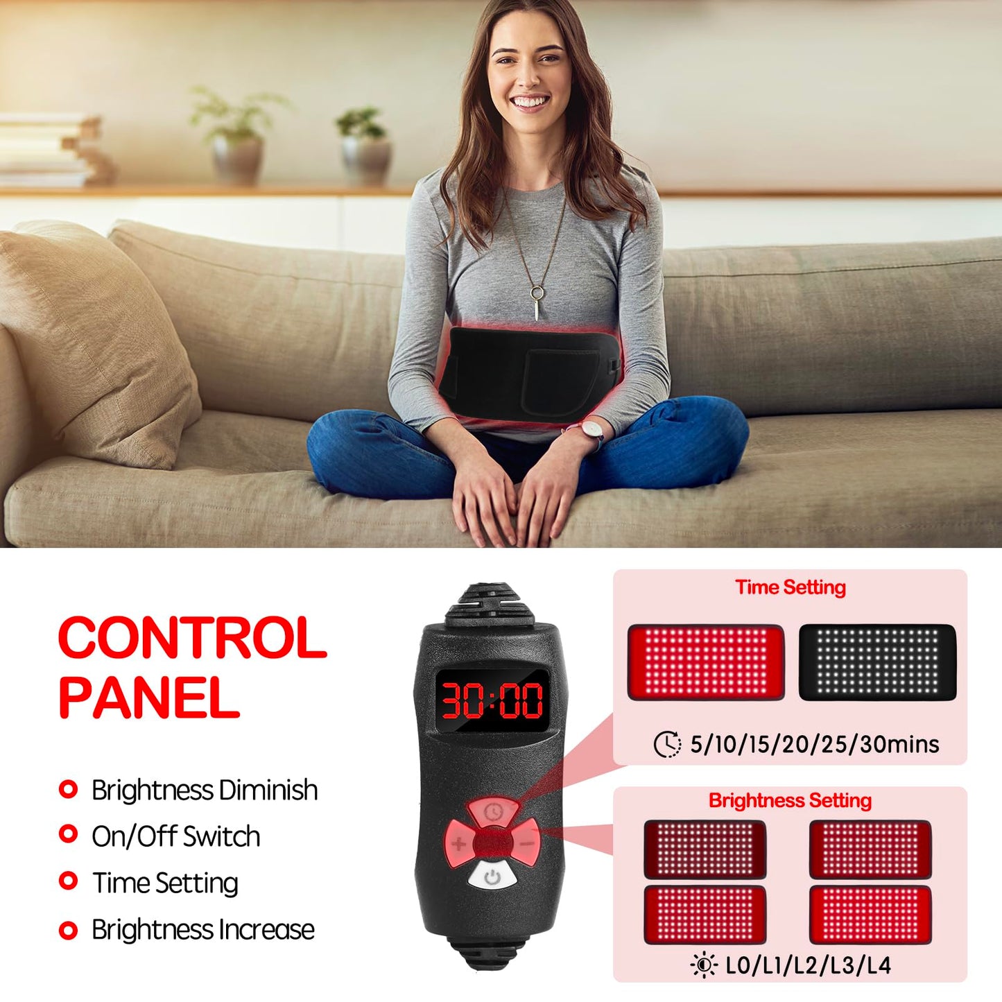 Red Light Therapy Wrap with Timer 660nm & 850nm for Body - Flexible & Hands-Free